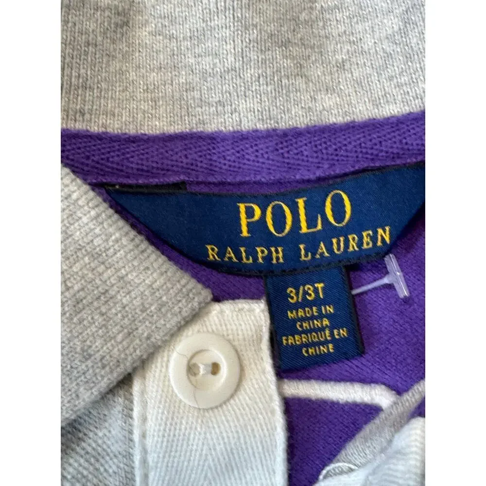 Kids POLO by Ralph Lauren collared shirt, size 3T, Purple & Gray, 3 on the back